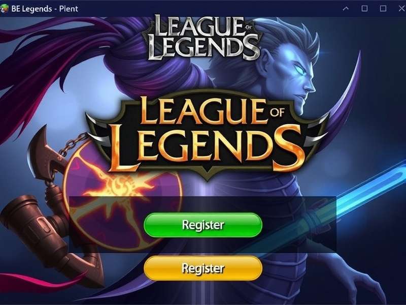 League of Legends PBE registration screen showing champion select