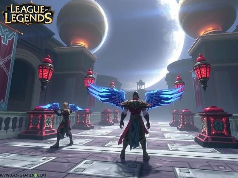 Concept art of the League of Legends Worlds 2025 stage design at Wembley Stadium