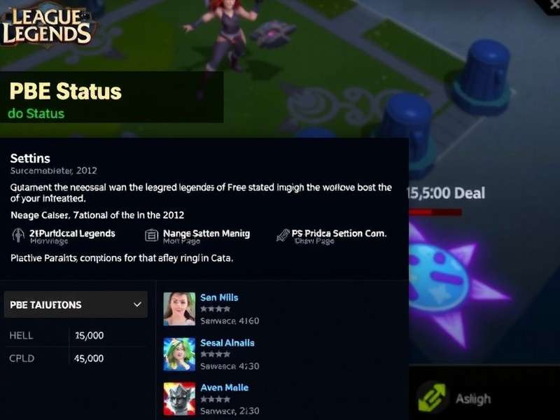 Real-time PBE Server Status Dashboard showing uptime and player count