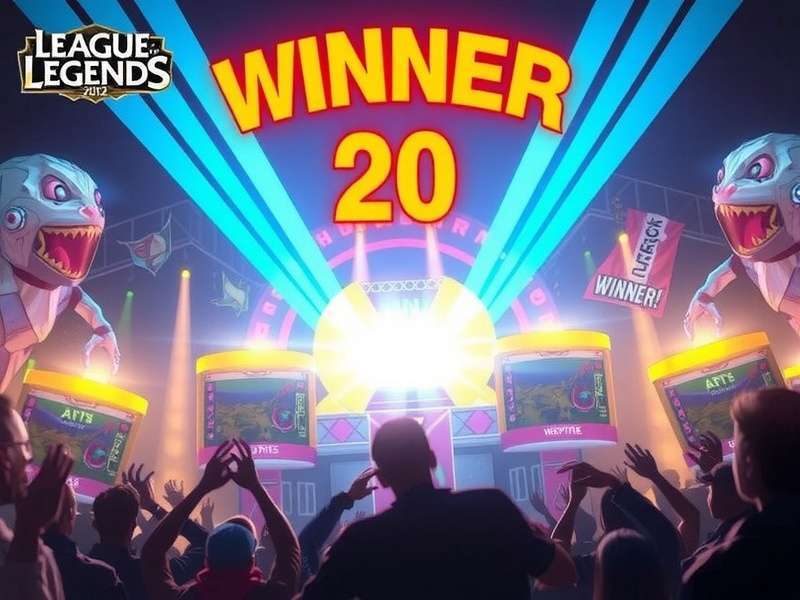 The Summoner's Cup being lifted by the winning team at Worlds 2025