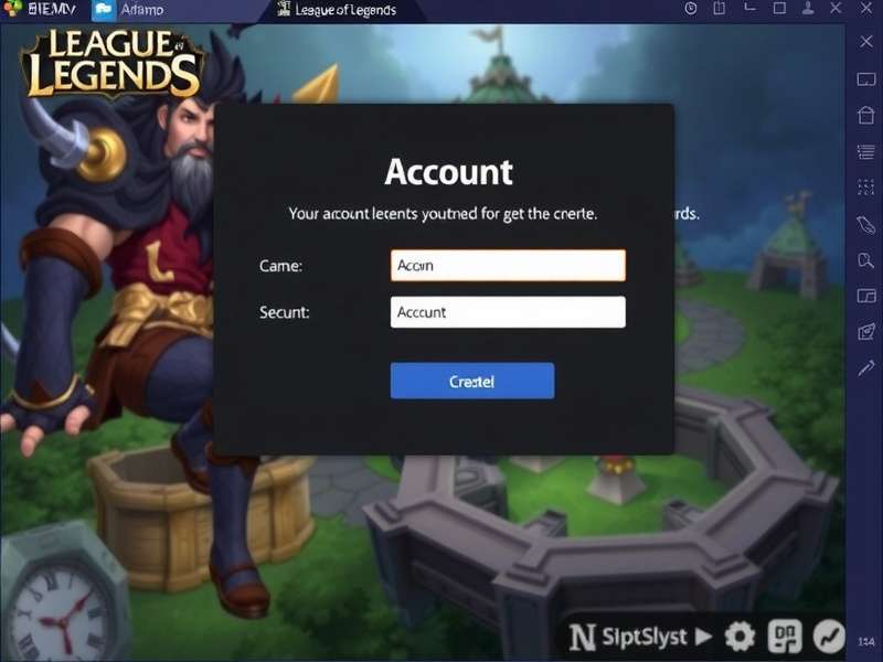 League of Legends PBE account creation dashboard showing Riot Client interface and login screen